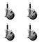Service Caster 4'' Black Poly Swivel 3/4'' Expanding Stem Caster Set with Brake, 4PK SCC-EX20S414-PPUB-BLK-TLB-34-4 - alternate 1